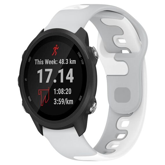 Per cinturino in silicone bicolore Garmin Forerunner 245 Music da 20 mm (grigio + bianco)