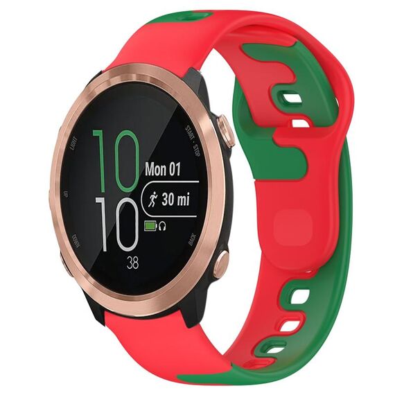 Per cinturino in silicone bicolore Garmin Forerunner 645 da 20 mm (rosso + verde)