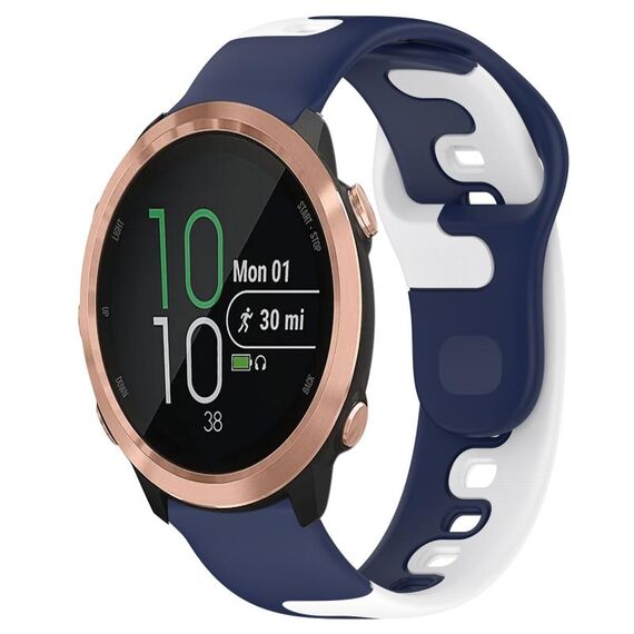 Per cinturino in silicone bicolore Garmin Forerunner 645 da 20 mm (blu + bianco)