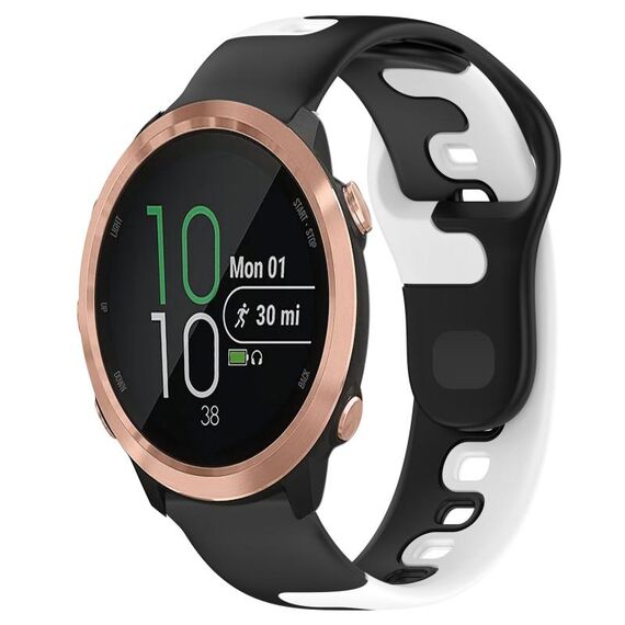 Per cinturino in silicone bicolore Garmin Forerunner 645 Music da 20 mm (nero + bianco)