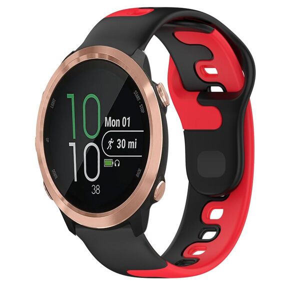 Per cinturino in silicone bicolore Garmin Forerunner 645 Music da 20 mm (nero + rosso)