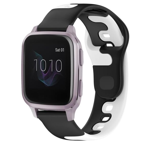Per cinturino in silicone bicolore Garmin Forerunner Sq2 Music da 20 mm (nero + bianco)