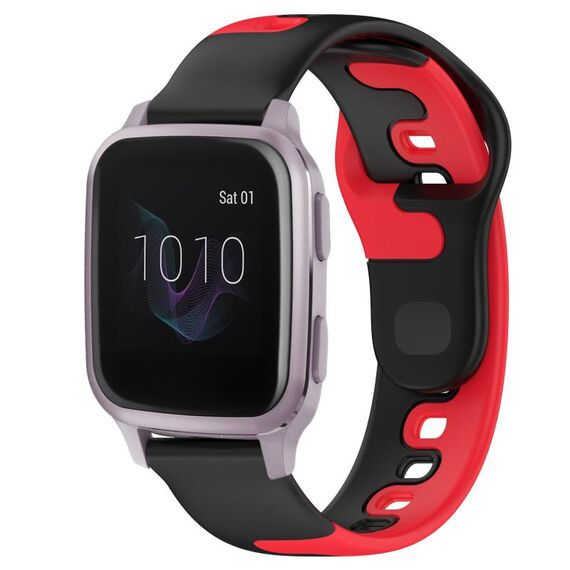 Per cinturino in silicone bicolore Garmin Forerunner Sq2 Music da 20 mm (nero + rosso)