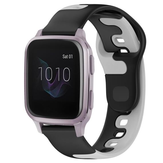 Per cinturino in silicone bicolore Garmin Forerunner Sq2 Music da 20 mm (nero + grigio)