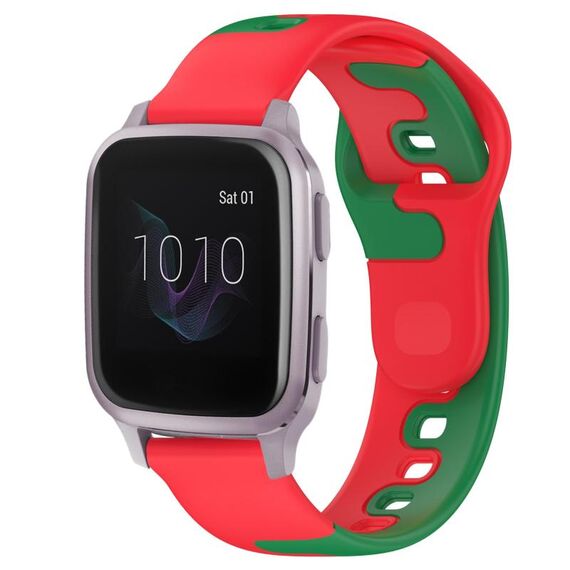 Per cinturino in silicone bicolore Garmin Forerunner Sq2 Music da 20 mm (rosso + verde)