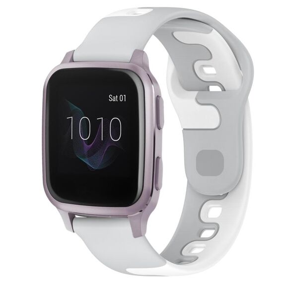 Per cinturino in silicone bicolore Garmin Forerunner Sq2 Music da 20 mm (grigio + bianco)