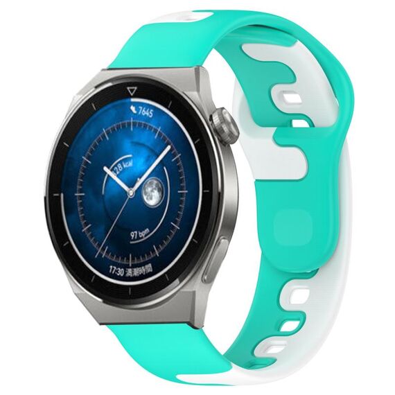 Per Huawei Watch GT3 Pro 43mm 20mm cinturino in silicone bicolore (ciano + bianco)