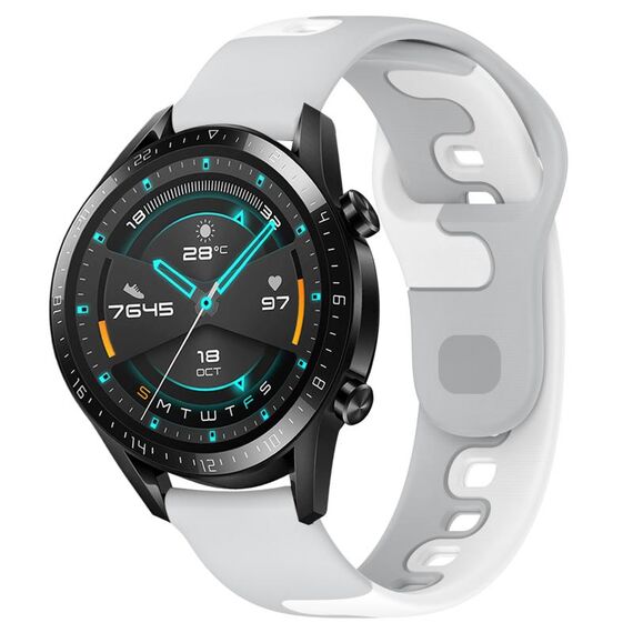 Per Huawei Watch GT2 42mm 20mm cinturino in silicone bicolore (grigio + bianco)