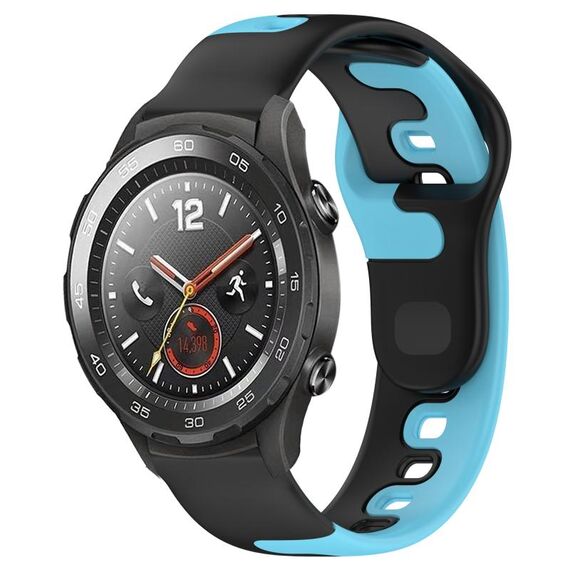 Per Huawei Watch 2 cinturino in silicone bicolore da 20 mm (nero + blu)