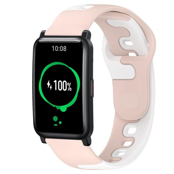 Per Honor Watch ES 20mm cinturino in silicone bicolore (rosa + bianco)