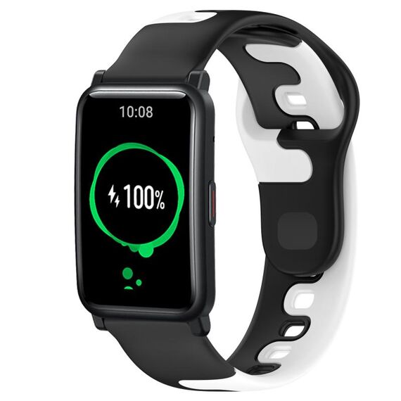 Per Honor Watch ES 20mm cinturino in silicone bicolore (nero + bianco)