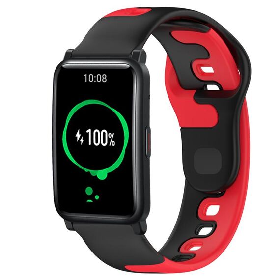 Per Honor Watch ES 20mm cinturino in silicone bicolore (nero + rosso)