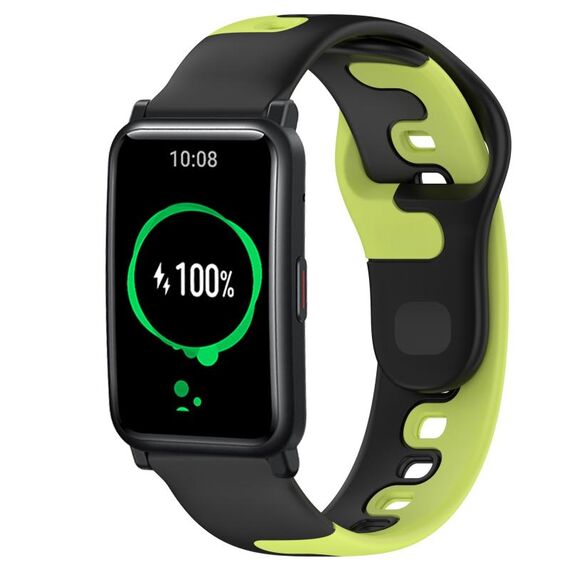 Per Honor Watch ES 20mm cinturino in silicone bicolore (nero + verde)
