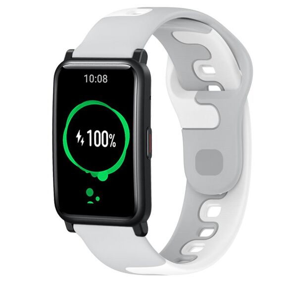 Per Honor Watch ES 20mm cinturino in silicone bicolore (grigio + bianco)