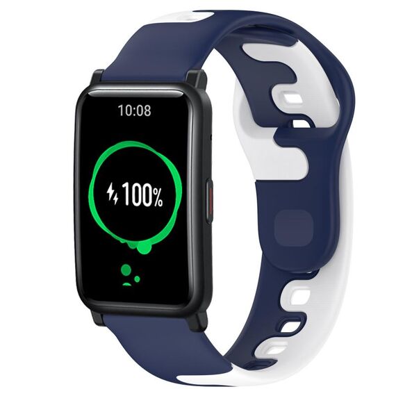 Per Honor Watch ES 20mm cinturino in silicone bicolore (blu + bianco)