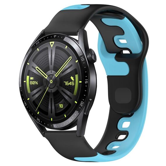 Per Huawei Watch GT3 46mm 22mm cinturino in silicone bicolore (nero + blu)
