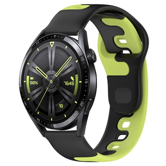 Per Huawei Watch GT3 46mm 22mm cinturino in silicone bicolore (nero + verde)