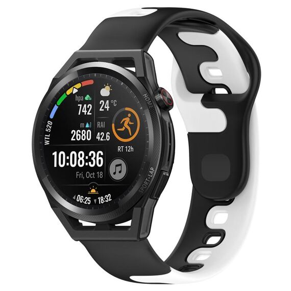 Per Huawei Watch GT Runner cinturino in silicone bicolore da 22 mm (nero + bianco)
