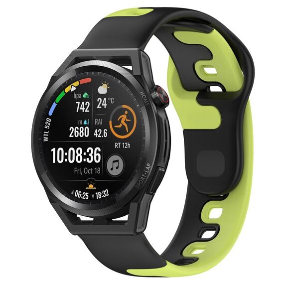 Per Huawei Watch GT Runner cinturino in silicone bicolore da 22 mm (nero + verde)