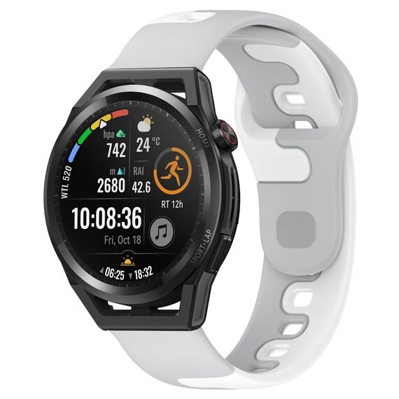 Per Huawei Watch GT Runner cinturino in silicone bicolore da 22 mm (grigio + bianco)