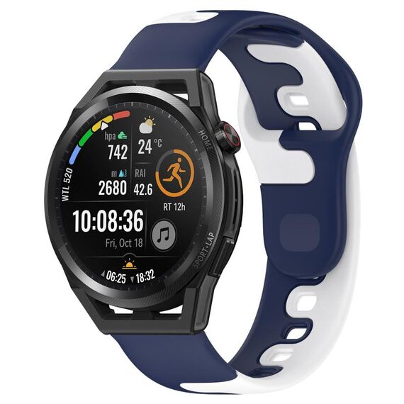 Per Huawei Watch GT Runner cinturino in silicone bicolore da 22 mm (blu + bianco)