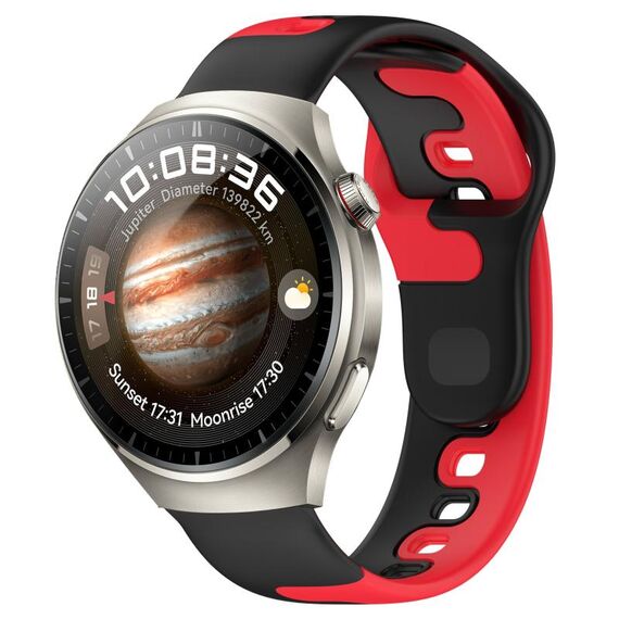 Per Huawei Watch 4 Pro cinturino in silicone bicolore da 22 mm (nero + rosso)