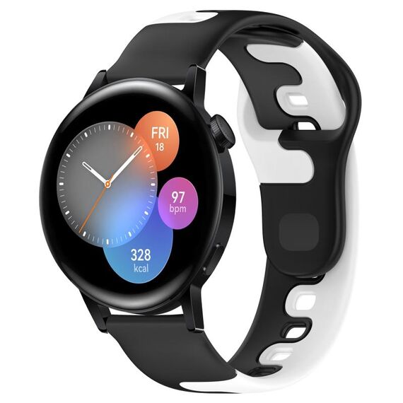 Per Huawei Watch 3 cinturino in silicone bicolore da 22 mm (nero + bianco)