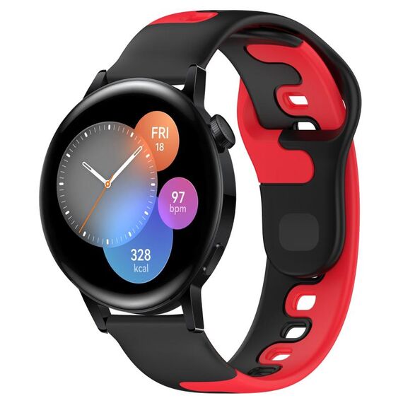 Per Huawei Watch 3 cinturino in silicone bicolore da 22 mm (nero + rosso)