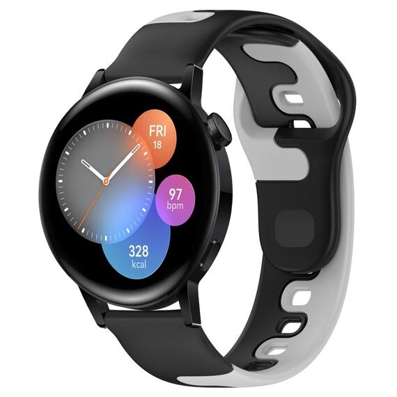 Per Huawei Watch 3 cinturino in silicone bicolore da 22 mm (nero + grigio)