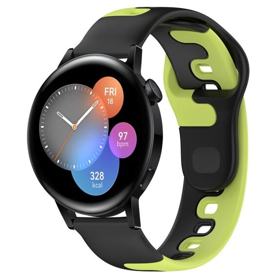 Per Huawei Watch 3 cinturino in silicone bicolore da 22 mm (nero + verde)