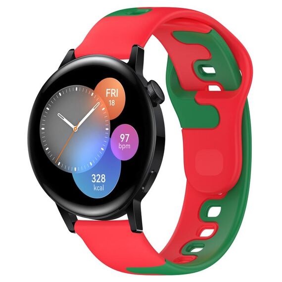 Per Huawei Watch 3 cinturino in silicone bicolore da 22 mm (rosso + verde)