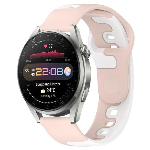 Per Huawei Watch 3 Pro cinturino in silicone bicolore da 22 mm (rosa + bianco)