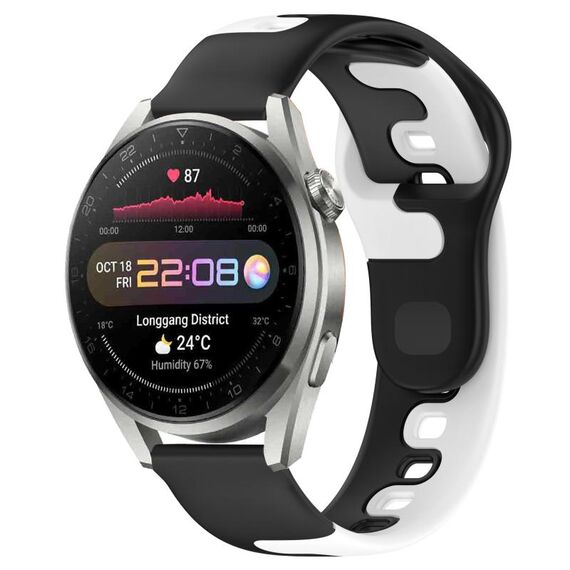 Per Huawei Watch 3 Pro cinturino in silicone bicolore da 22 mm (nero + bianco)