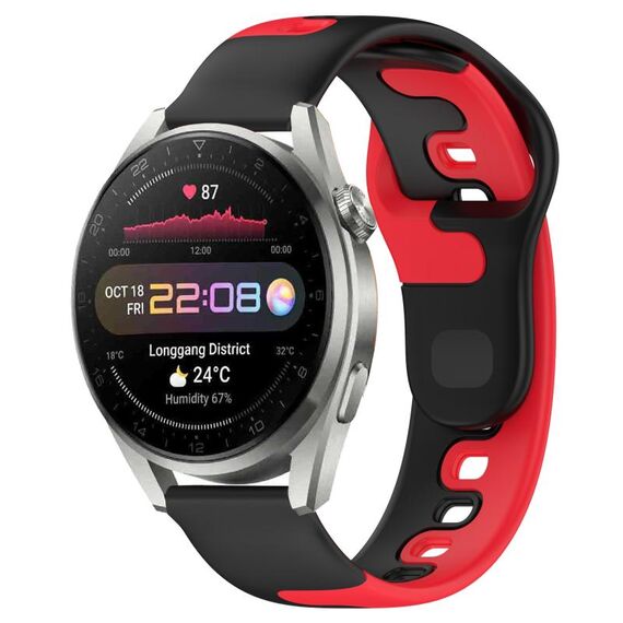 Per Huawei Watch 3 Pro cinturino in silicone bicolore da 22 mm (nero + rosso)