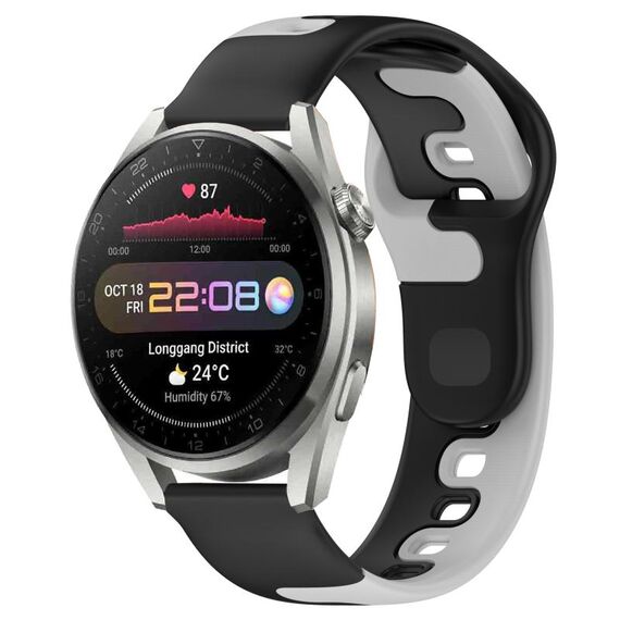 Per Huawei Watch 3 Pro cinturino in silicone bicolore da 22 mm (nero + grigio)