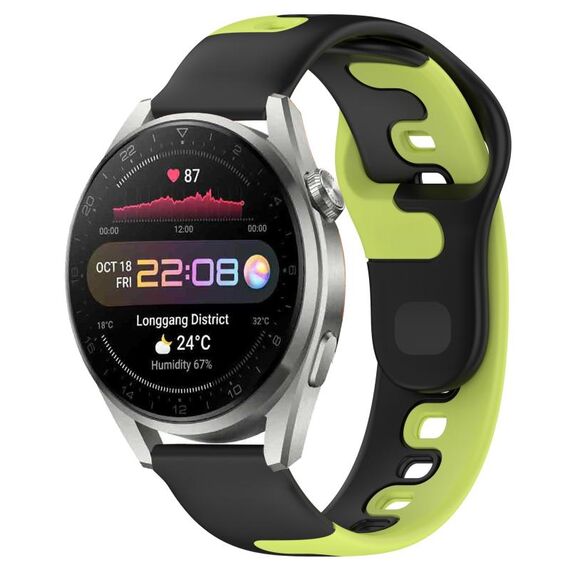 Per Huawei Watch 3 Pro cinturino in silicone bicolore da 22 mm (nero + verde)