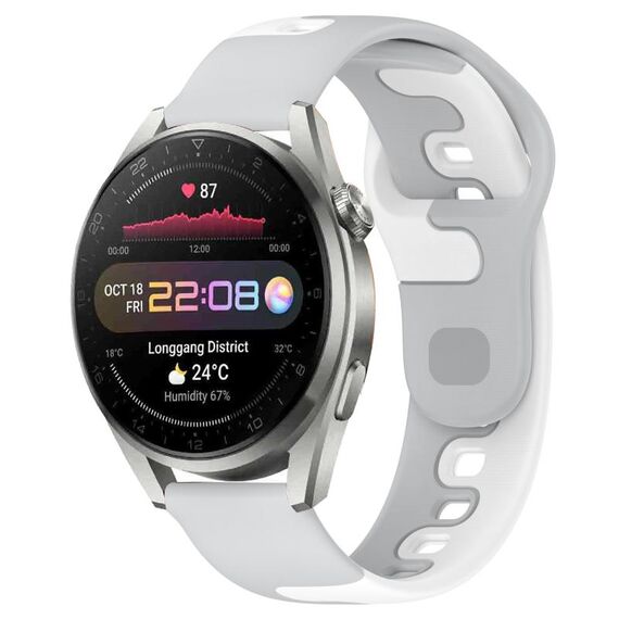 Per Huawei Watch 3 Pro cinturino in silicone bicolore da 22 mm (grigio + bianco)