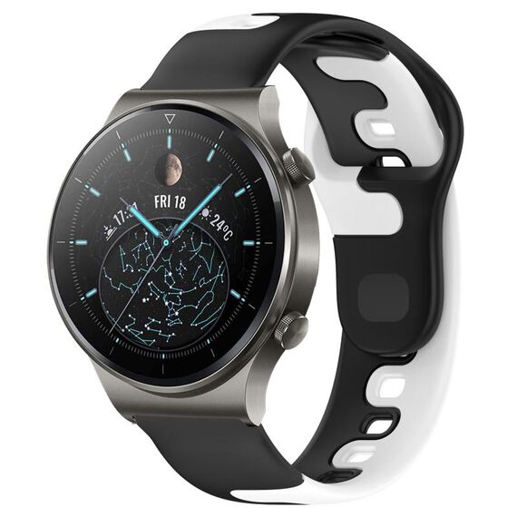 Per Huawei GT2 Pro cinturino in silicone bicolore da 22 mm (nero + bianco)
