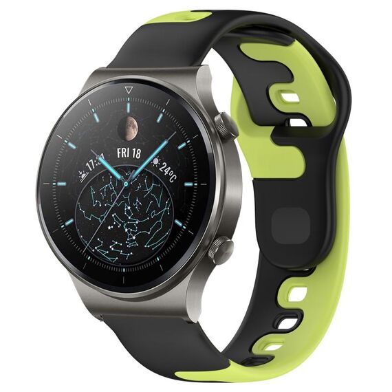 Per Huawei GT2 Pro cinturino in silicone bicolore da 22 mm (nero + verde)