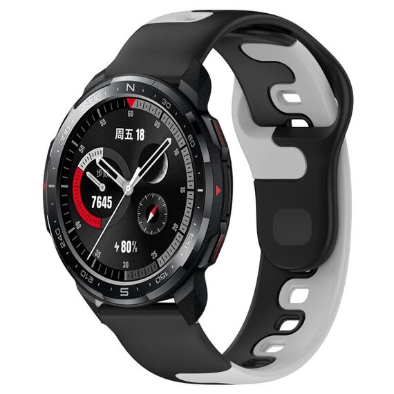 Per Honor Watch GS Pro 22mm cinturino in silicone bicolore (nero + grigio)