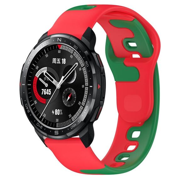 Per Honor Watch GS Pro 22mm cinturino in silicone bicolore (rosso + verde)