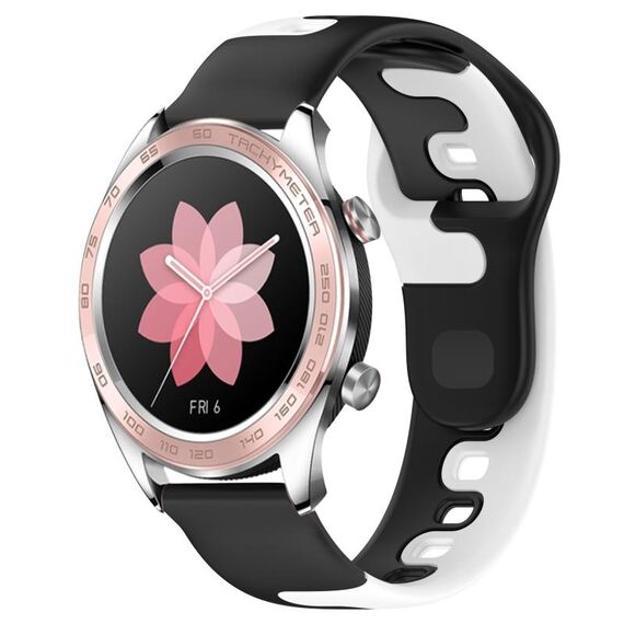 Per Honor Watch Dream 22mm cinturino in silicone bicolore (nero + bianco)