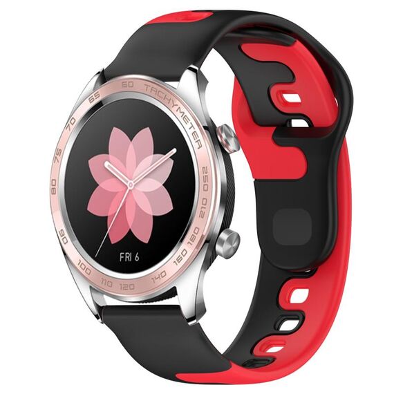 Per Honor Watch Dream 22mm cinturino in silicone bicolore (nero + rosso)