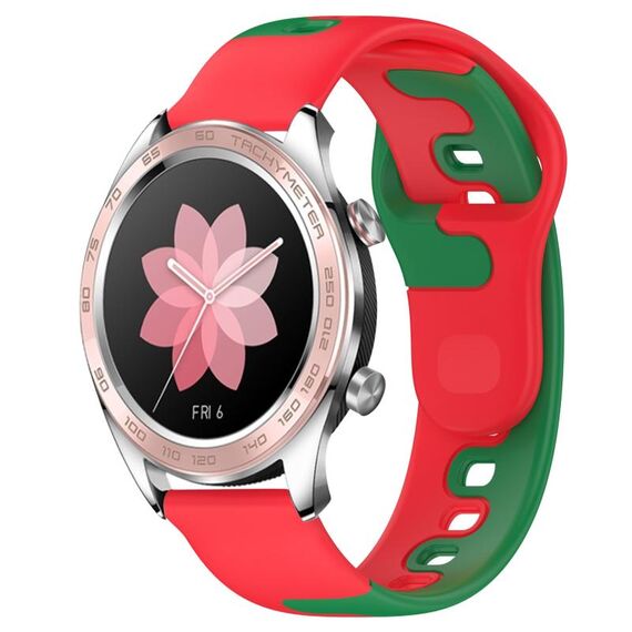 Per Honor Watch Dream 22mm cinturino in silicone bicolore (rosso + verde)