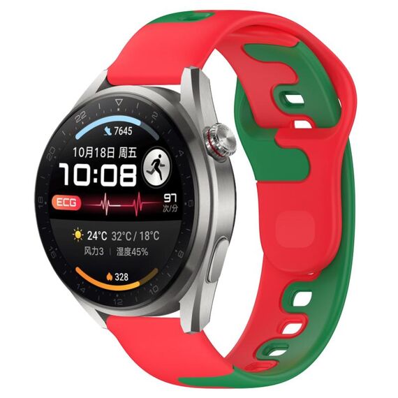 Per Huawei Watch 3 Pro Nuovo cinturino in silicone bicolore da 22 mm (rosso + verde)