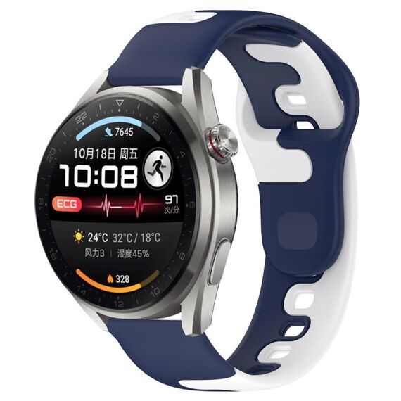 Per Huawei Watch 3 Pro Nuovo cinturino in silicone bicolore da 22 mm (blu + bianco)