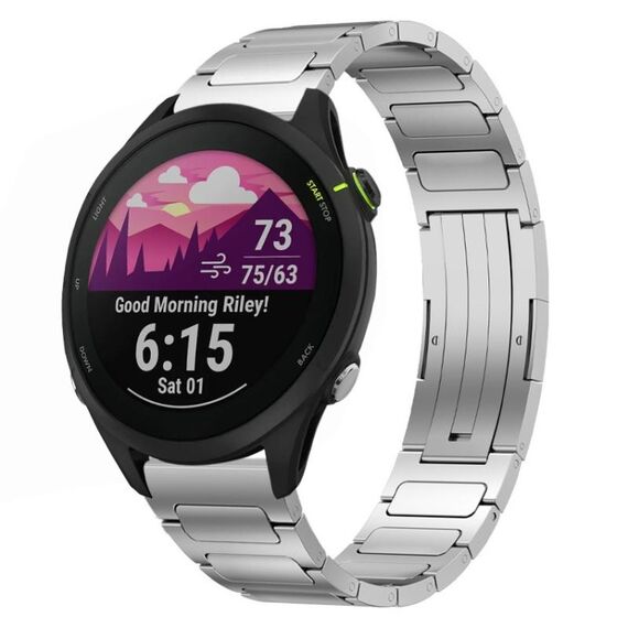 Per cinturino per orologio Garmin Forerunner 255 da 22 mm in lega di titanio a forma di I (argento)