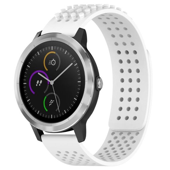 Per cinturino in silicone traspirante con punti 3D Garmin Vivoactive 3, fori da 20 mm (bianco)