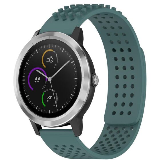 Per cinturino in silicone traspirante con punti 3D Garmin Vivoactive 3, fori da 20 mm (verde oliva)