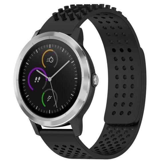 Per cinturino in silicone traspirante con punti 3D Garmin Vivoactive 3, fori da 20 mm (nero)